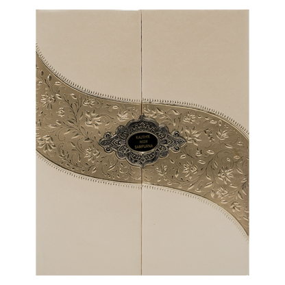 Cream Gold Wave Padded Wedding Card-KSSC2065