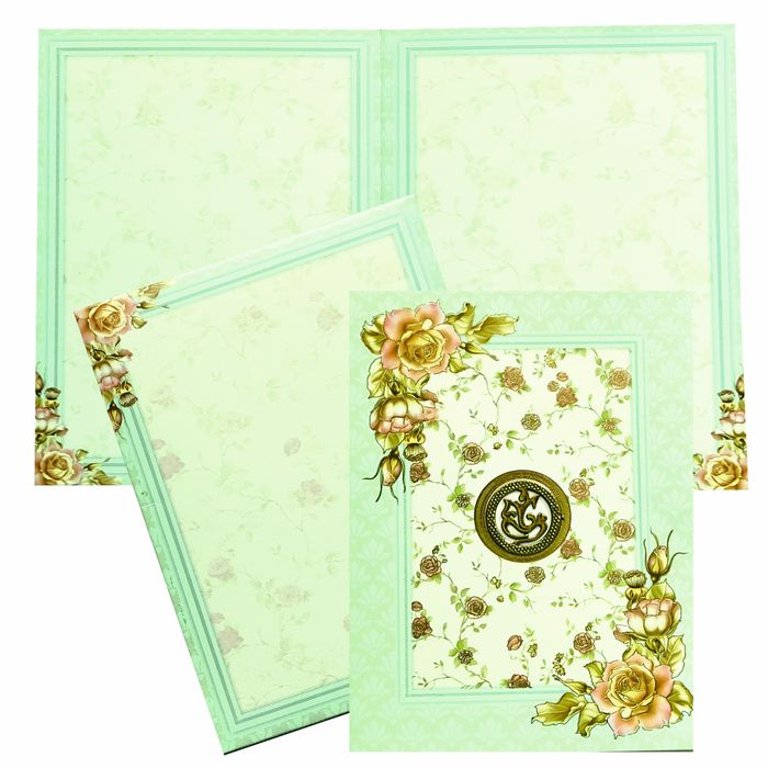 Pista Green Floral Ganesha Invitation Card-KNKM8202