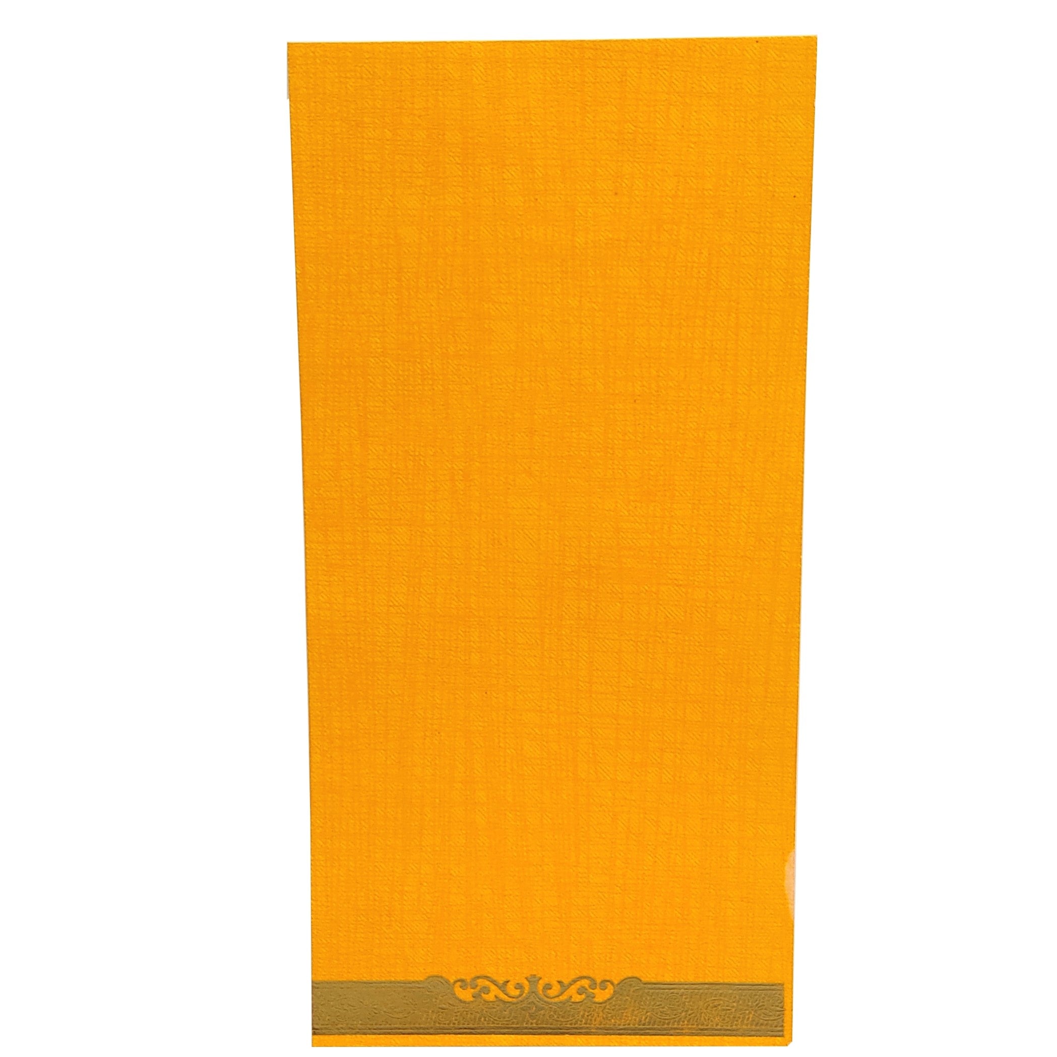 Orange kadhi single sheet gold invitation card-KNKS10OG