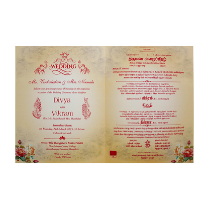 Peach Floral Wedding Card-King of Cards