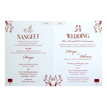 White Embossed Baraat Wedding Invitation Card-KNK70550