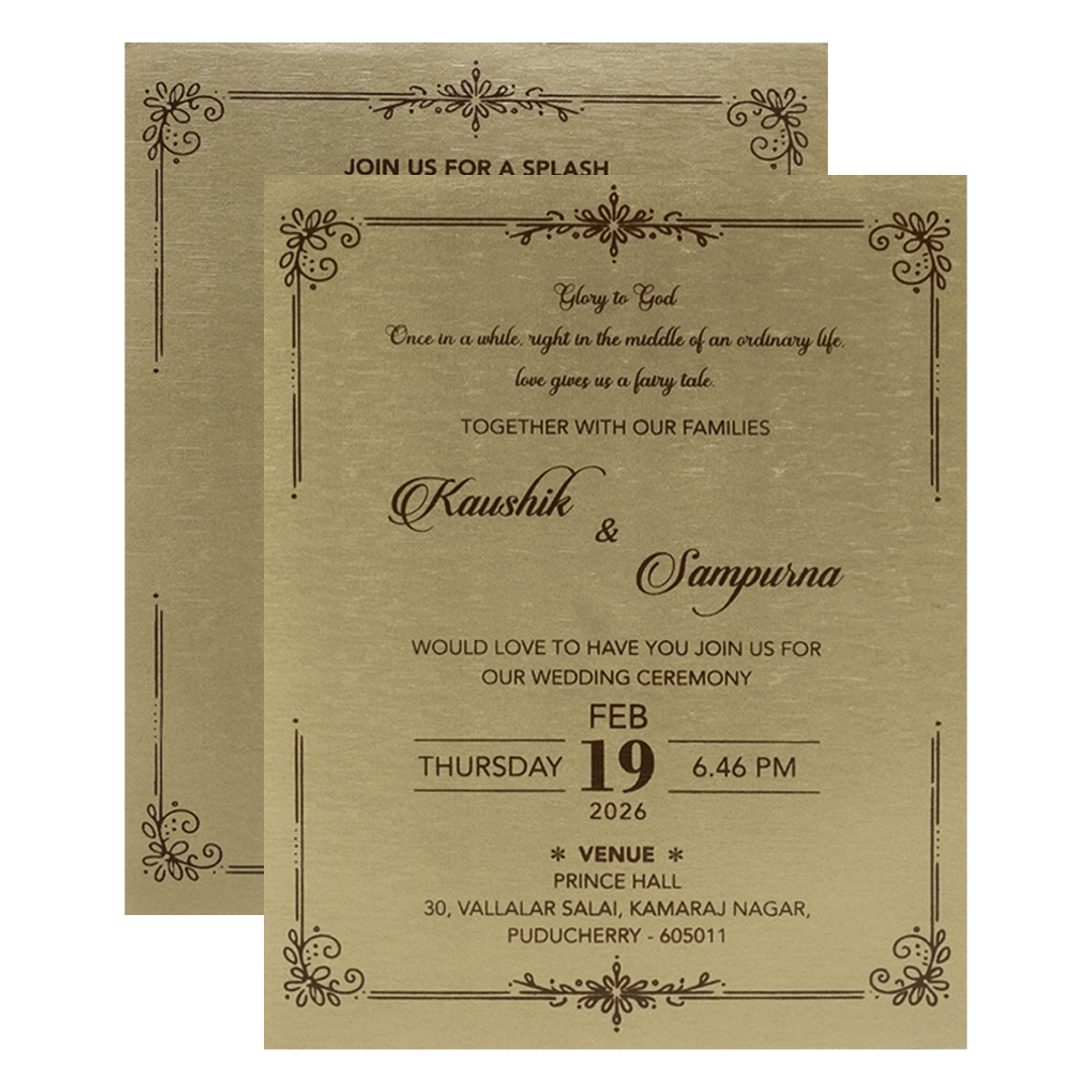 Buy Gold Floral Padded Wedding Card