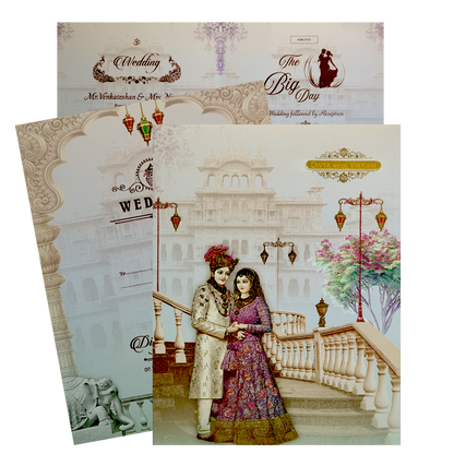 Blue Padded Royal Wedding Card-KNKJ1112