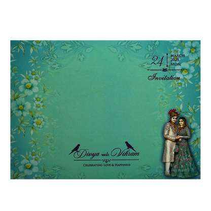 Green Bride Groom MDF Wedding Card-KNKO7603