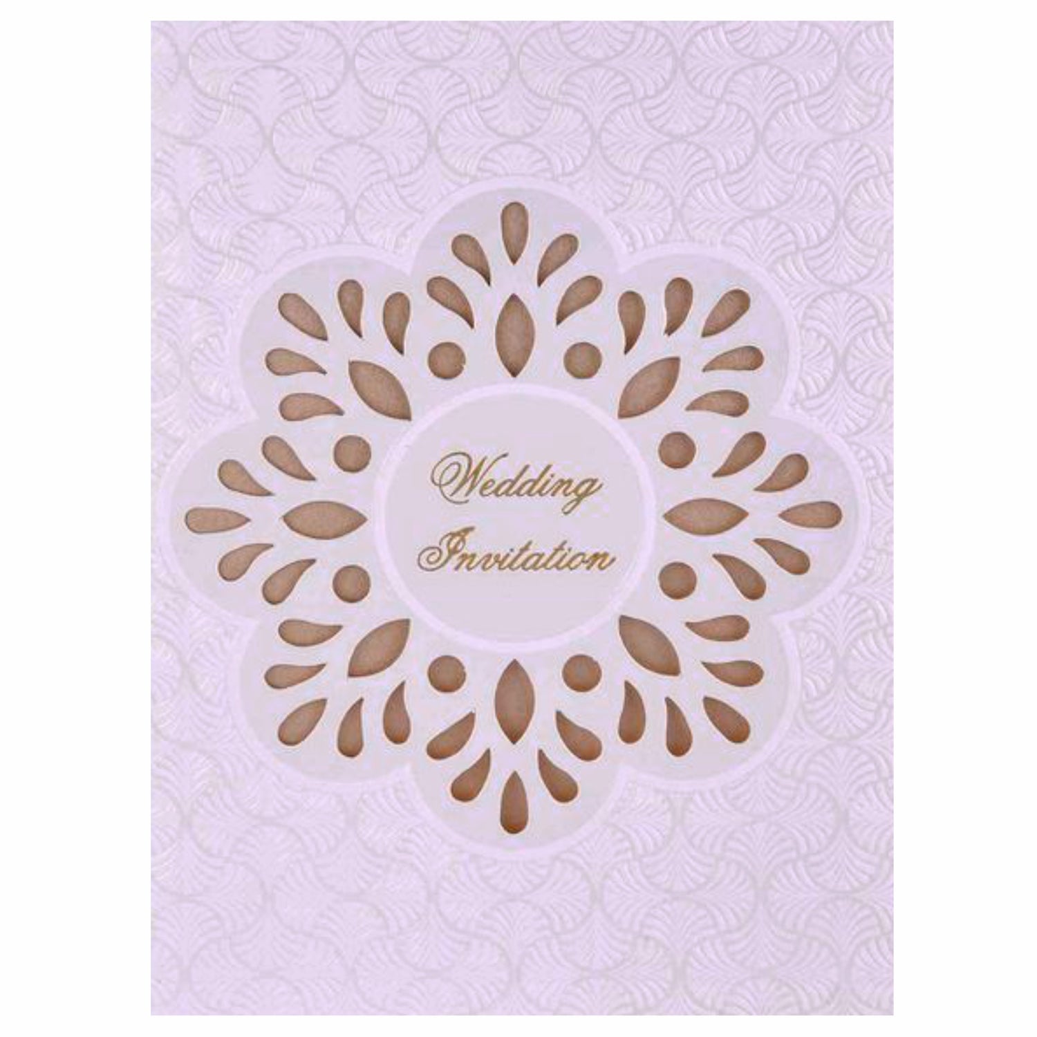Awesome White Color With Cut Flower Theme Wedding Card - KNK30451