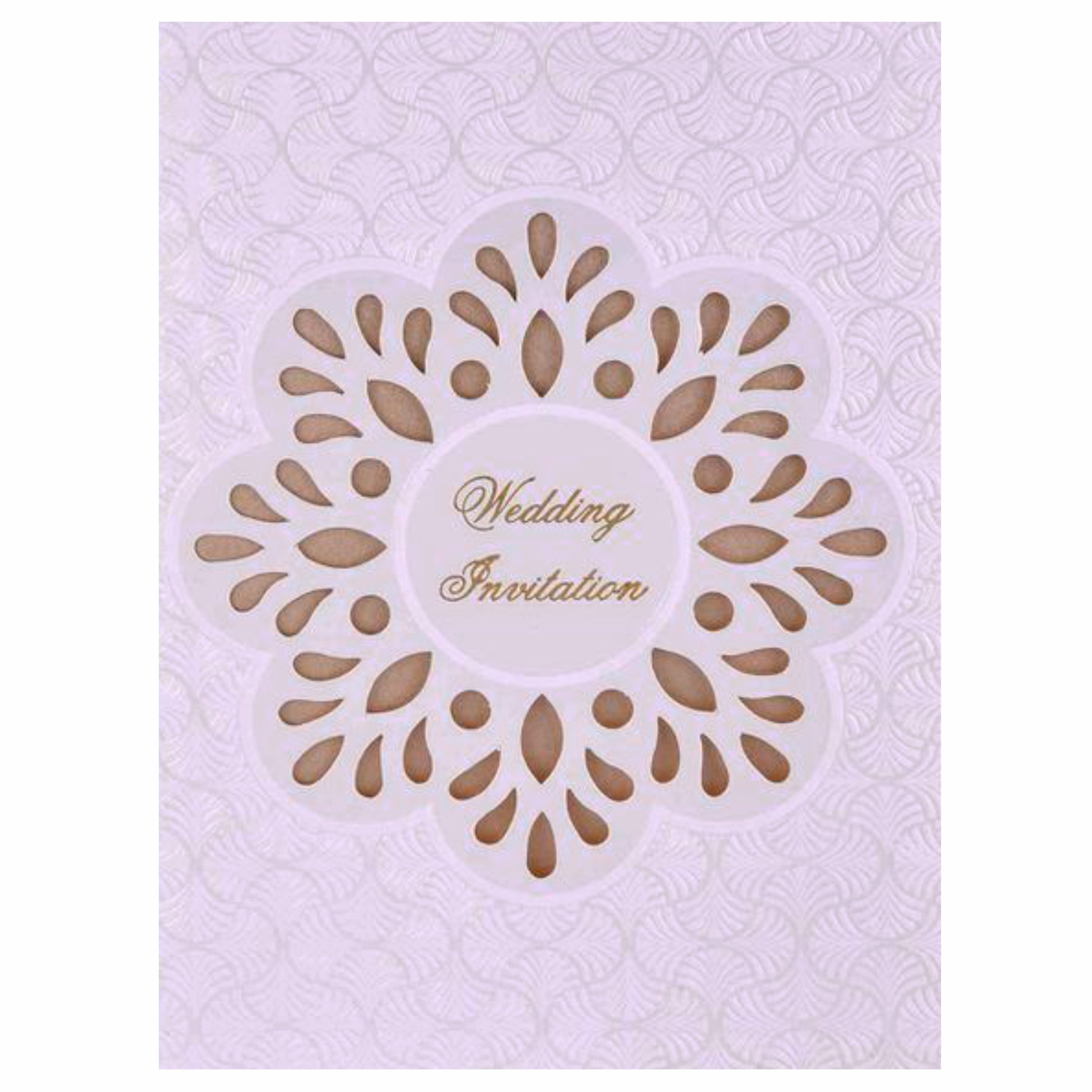 Awesome White Color With Cut Flower Theme Wedding Card - KNK30451