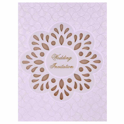 Awesome White Color With Cut Flower Theme Wedding Card - KNK30451