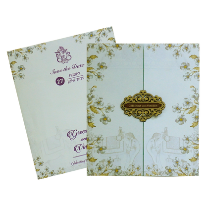 Light Blue Floral Wedding Card-KVN06950