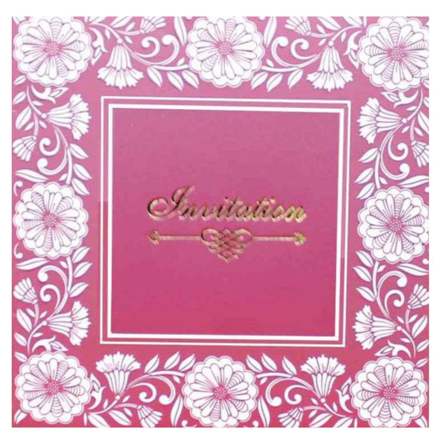 Sparkling Pink Shading With Bloom Theme Wedding Card - KNK43323