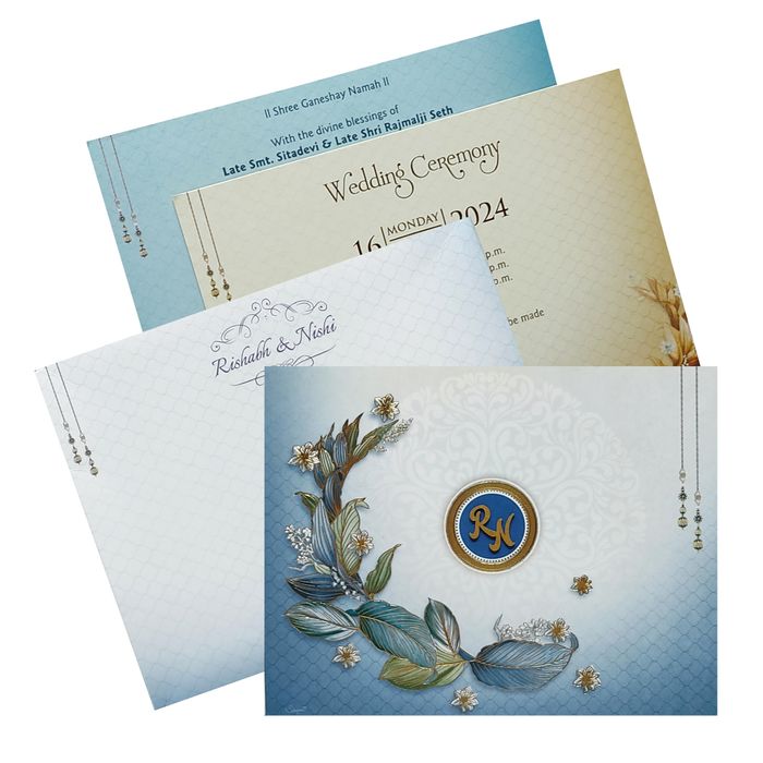 Blue Leaf Invitation Card-King of Cards