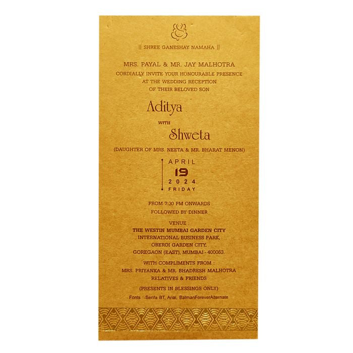 Brown Design Single Sheet Invitation Card-King of Cards