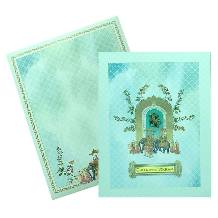 Blue Traditional Elephant Wedding Card-King of Cards