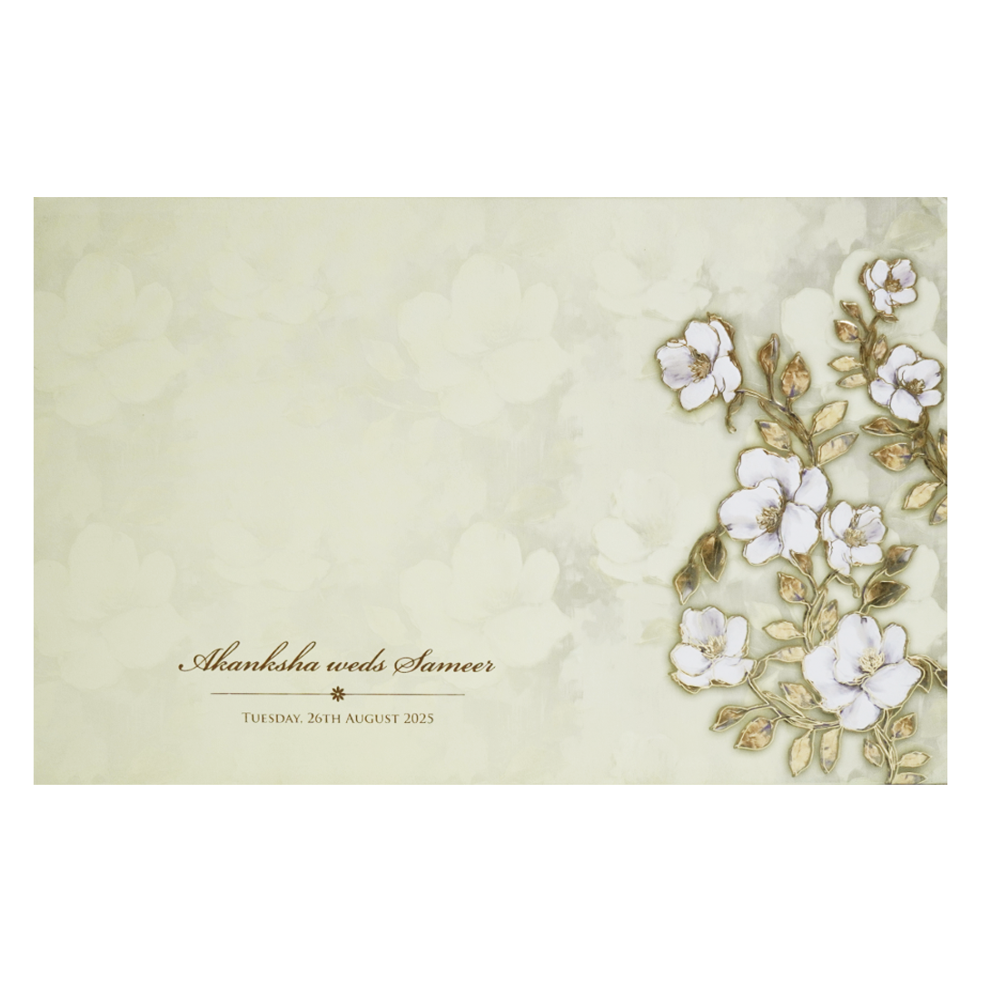 Yellow Floral Padded Wedding Card-KPR23830