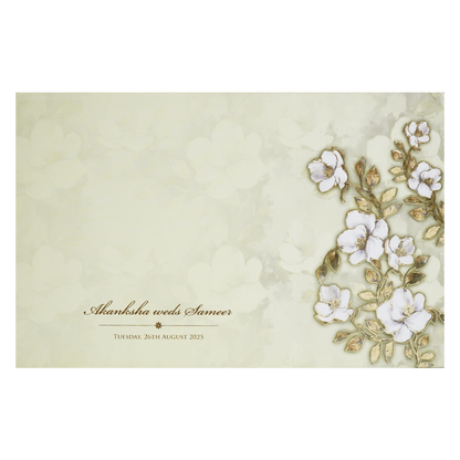 Yellow Floral Padded Wedding Card-KPR23830