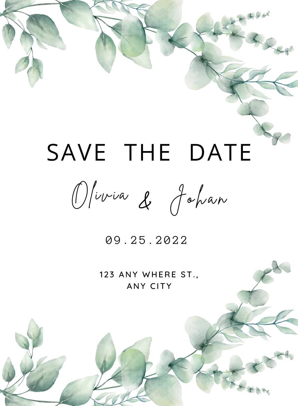 White Minimalist Watercolour Leaf Wedding Invitation-King of Cards