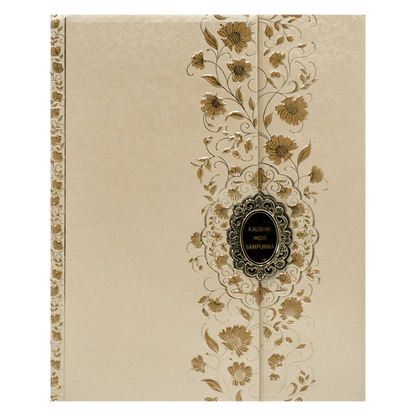Check out Cream Gold Floral Padded Wedding Card at best price. ✅WhatsApp Support ✅Express Delivery.|King of cards.