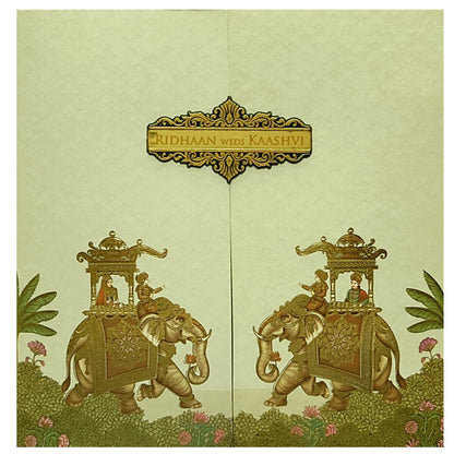 Beige Light Green Invitation Card-KRC29990