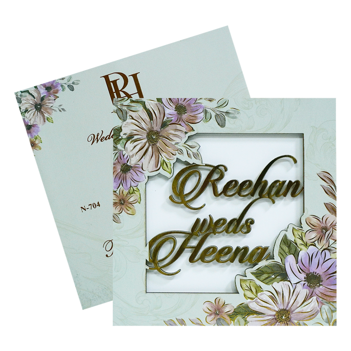 Glacial Green MDF Invitation Card-King of Cards