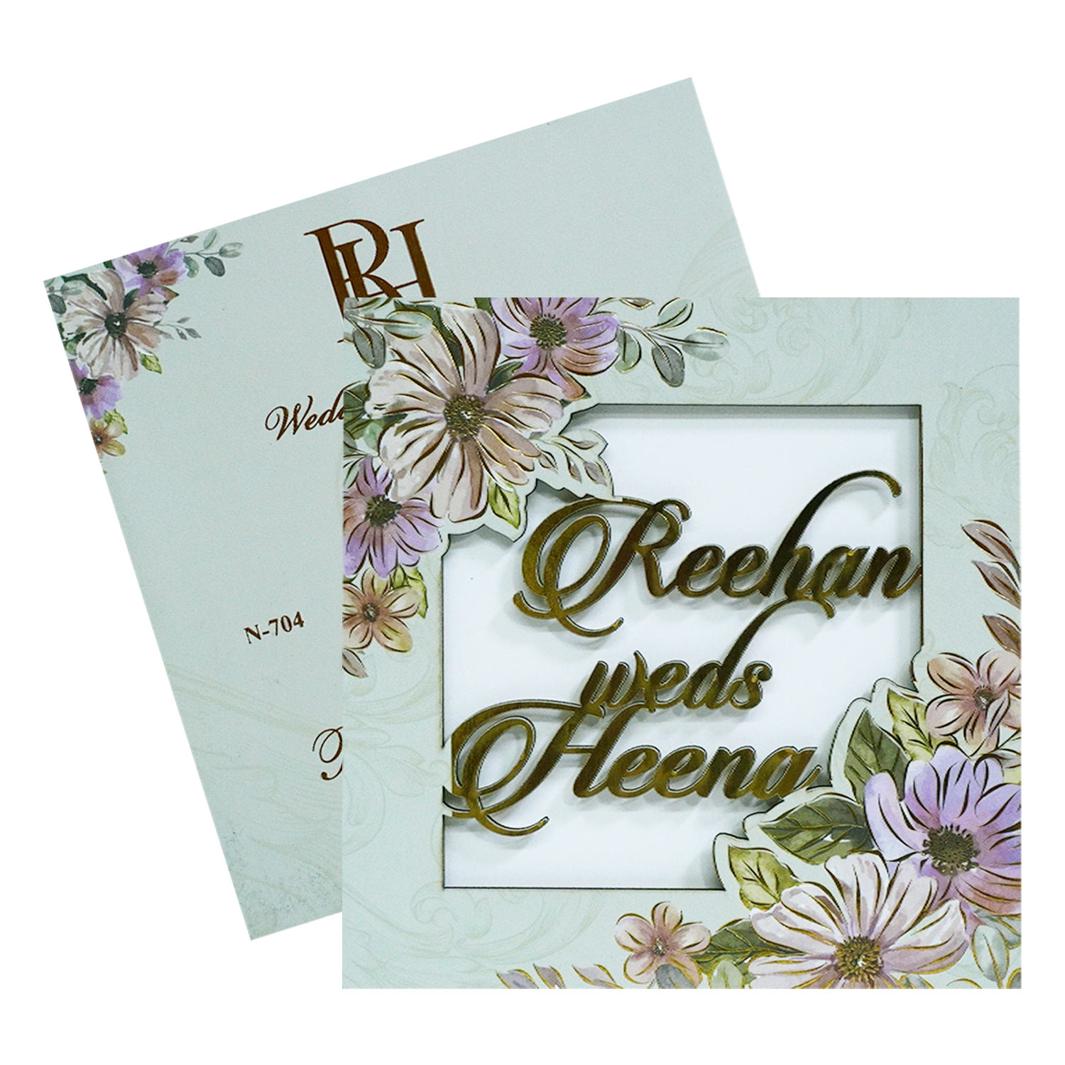 Glacial Green MDF Invitation Card-KVN07040