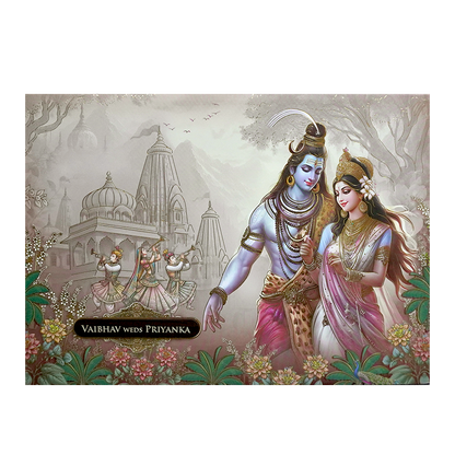 MultiColor God Floral Padded Wedding Card - KSH72220