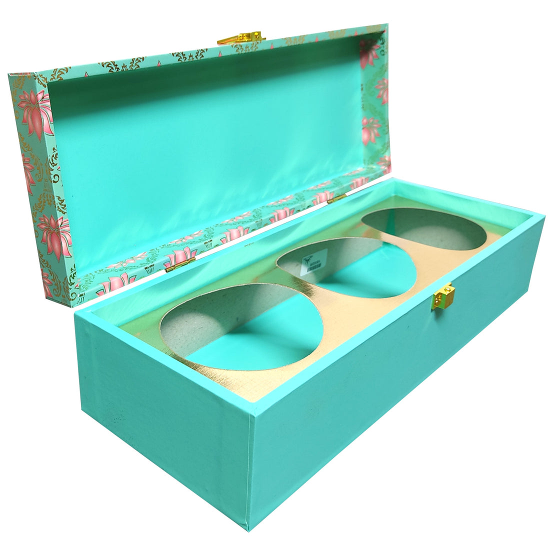 Green With Pink Floral Elongated Box Invitation-KBX0206