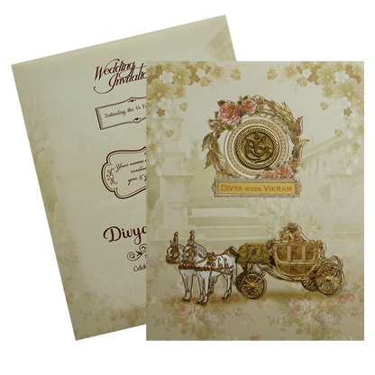 Pastel Green Chariot Nameplate Invitation Card-KNKJ1113
