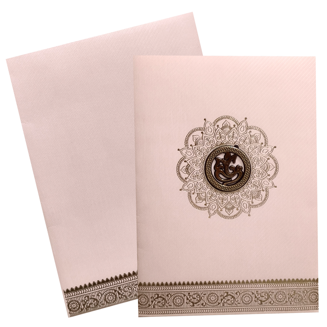 Peach Ganesha Wedding Invitation Card-KNKTP026