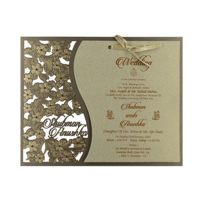 Metallic Olive Green MDF Wedding Card Design-King of Cards