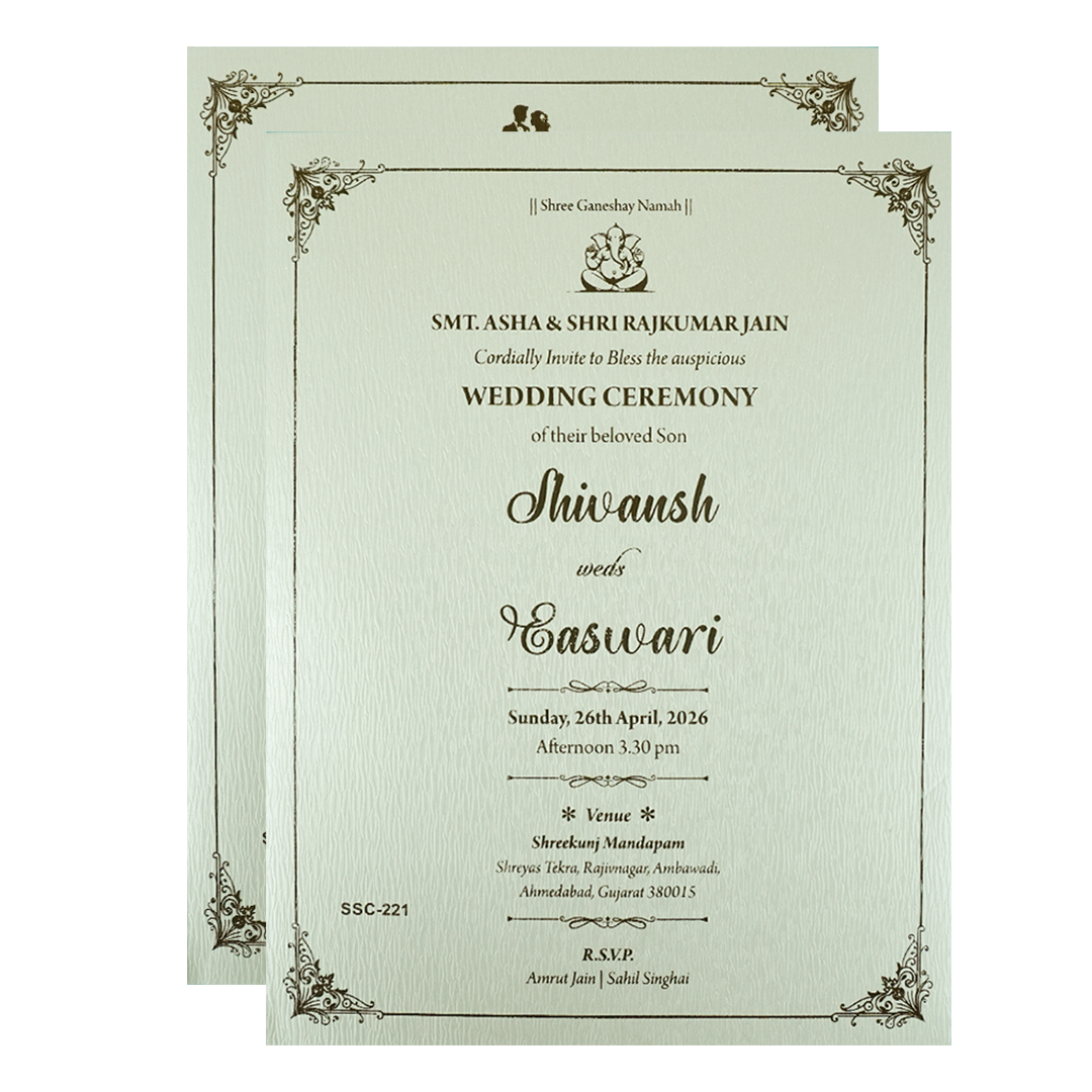 Pastel Green Gold Padded Wedding Card-KSSC2210