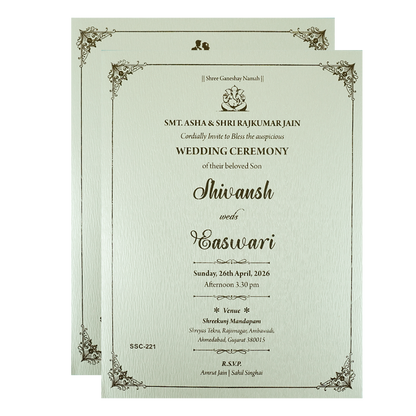 Pastel Green Gold Padded Wedding Card-KSSC2210