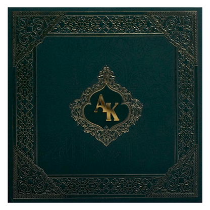 Dark Green Embossed Wedding Card-King of Cards