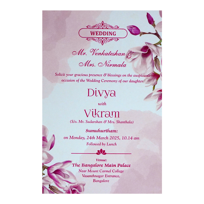 Pink Floral Single Sheet Card-King of Cards