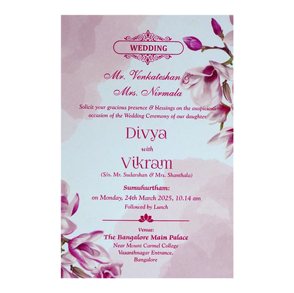 Pink Floral Single Sheet Card-King of Cards