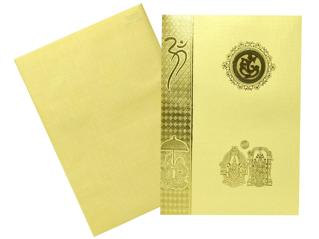 Cream Balaji Padmavathi Invitation Card-KNCP817C