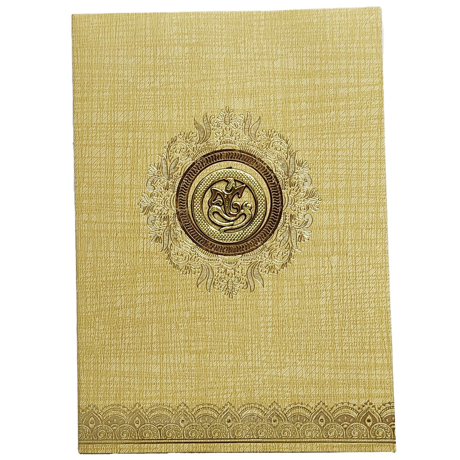 Brown Gold Metallic Gold Foiling Design With Floral Lace-KNCM16BR