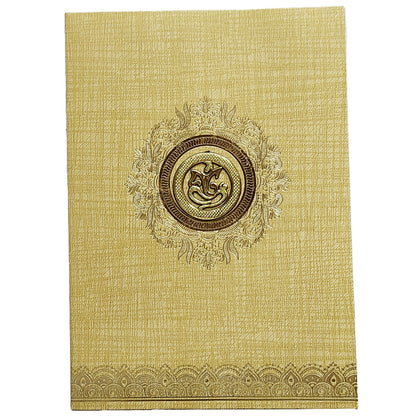 Brown Gold Metallic Gold Foiling Design With Floral Lace-KNCM16BR