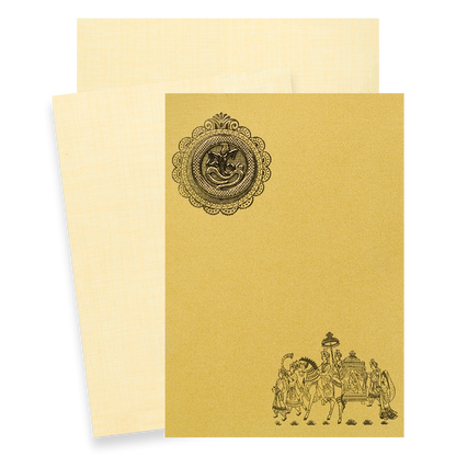 Gold Ganesha Bride Groom Wedding Card-KNPP717G