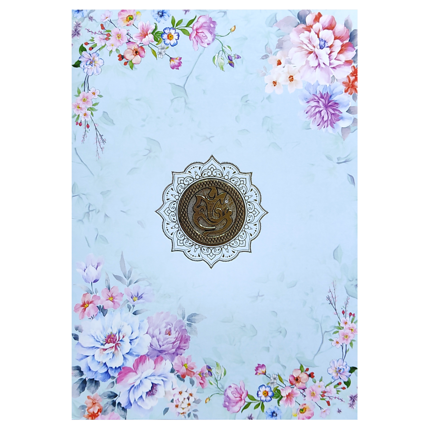 Blue Floral Hindu Wedding Card-KNEP1607