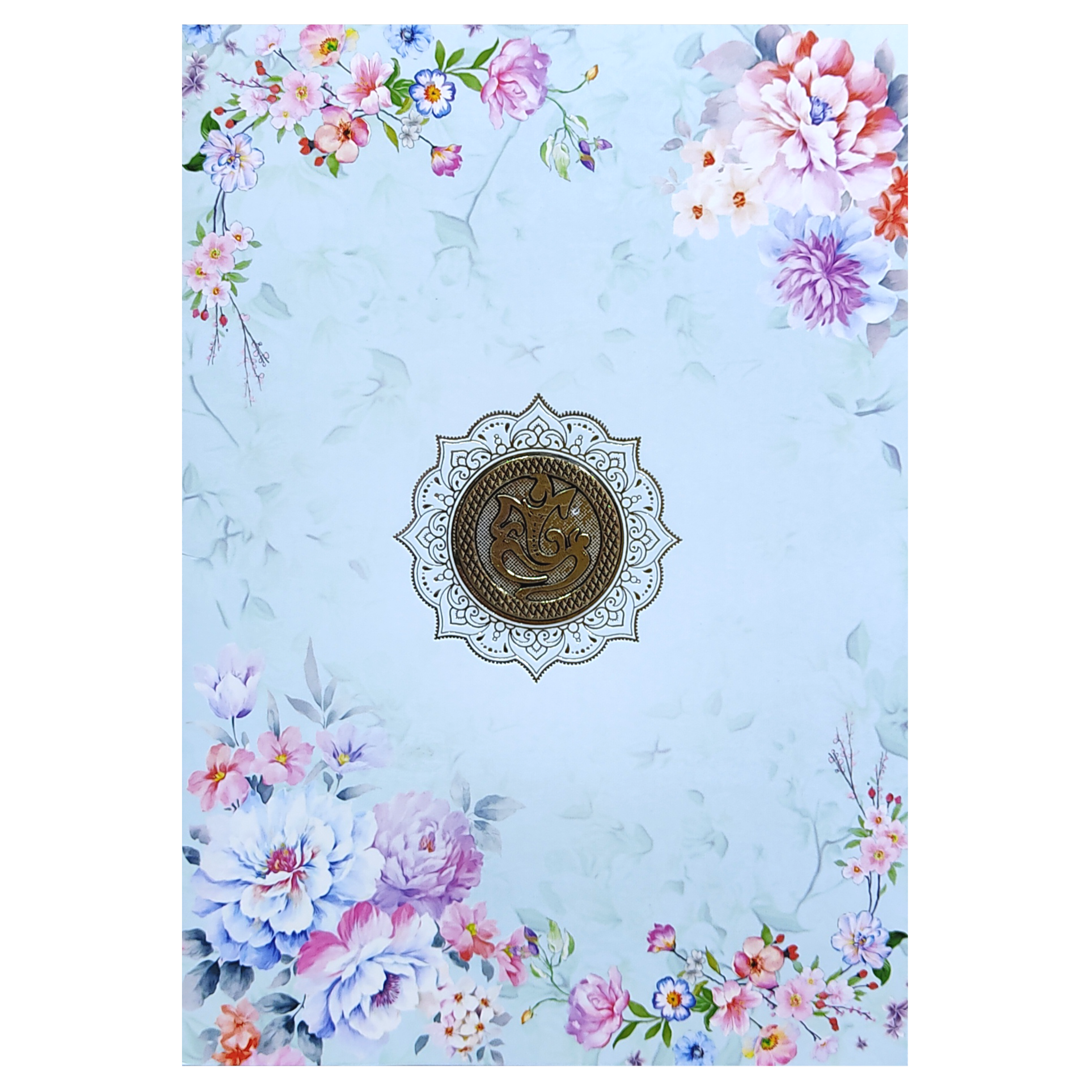 Blue Floral Hindu Wedding Card-KNEP1607
