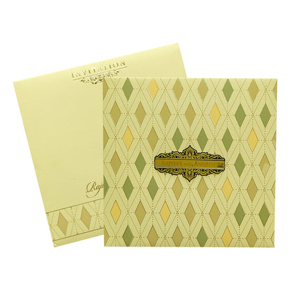 Cream Green Padded Invitation Card-KRC29180