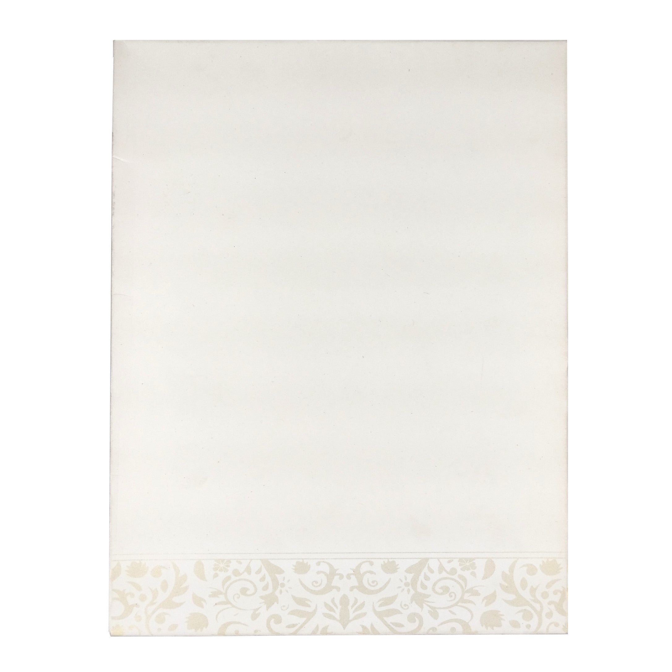 White Metallic Floral Design With Gold Foiling And Name Plate-KNK3050W