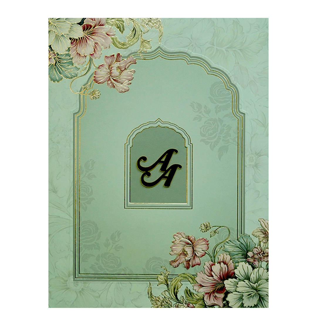 Light Green Floral Wedding Card-KPR09710