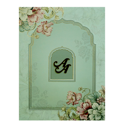 Light Green Floral Wedding Card-KPR09710
