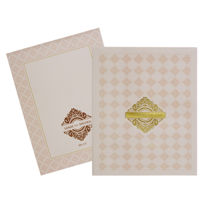 Peach Padded Nameplate Wedding Card-KBM04720