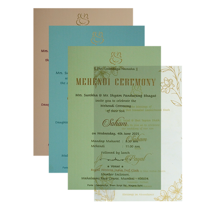 Blue Floral Tracing Nameplate Invitation Card-King of Cards