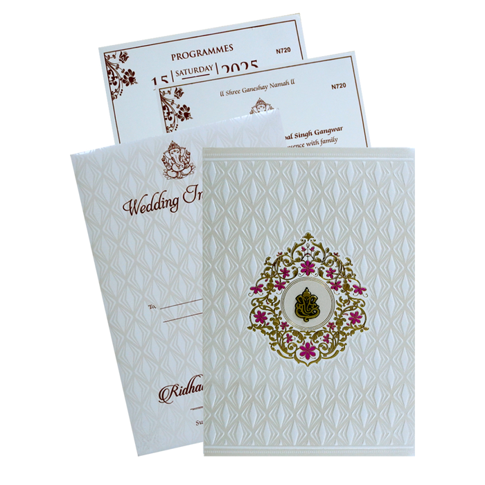 White Floral Invitation Design-King of Cards
