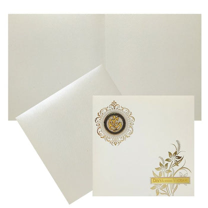 White Texture Sheet Floral Design Nameplate Wedding Invitation - KNK838MC-King of Cards
