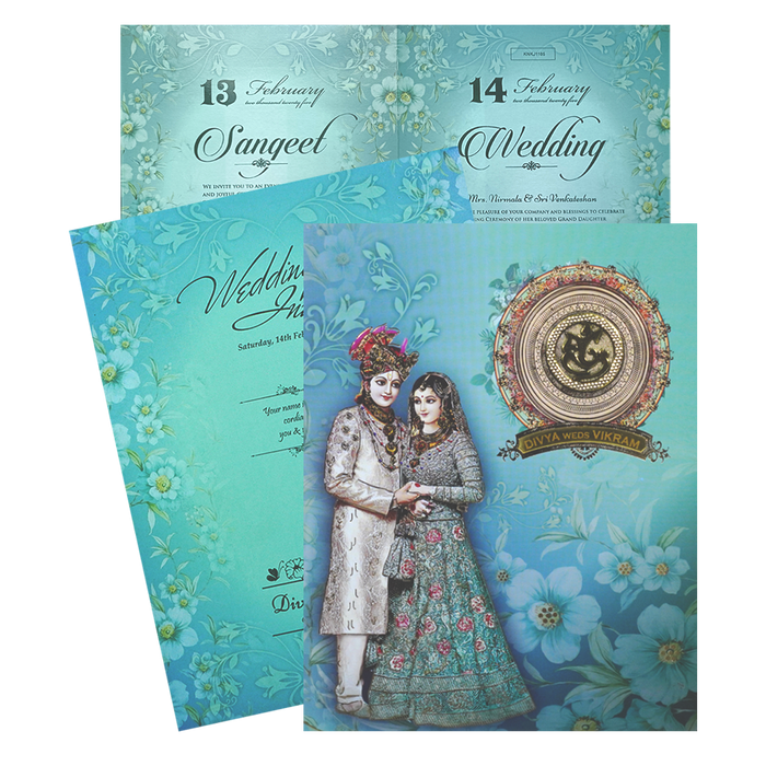 Green Bride And Groom Wedding Card-KNKJ1105-King of Cards