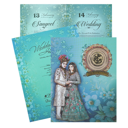 Green Bride And Groom Wedding Card-KNKJ1105-King of Cards