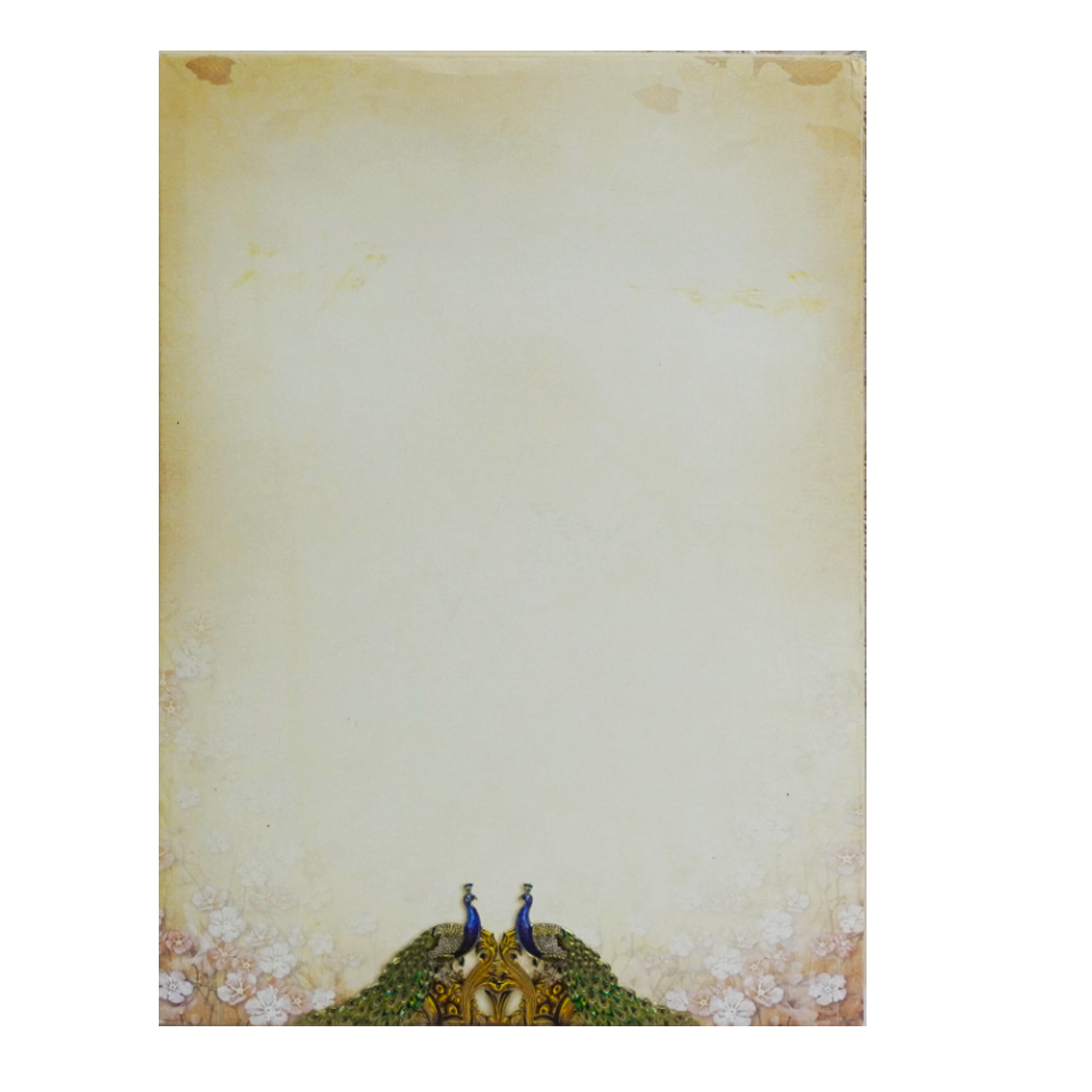 Peach Floral Peacock Padded Invitation Card-KAC05360